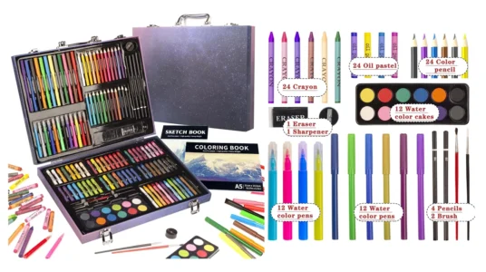 maletín de pinturas Kinspory de 150 piezas para niños