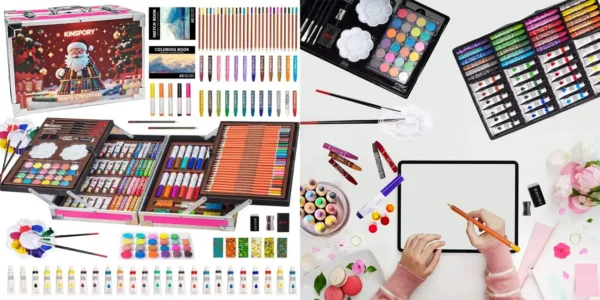 Maletín de pinturas KINSPORY para niños con 139 piezas