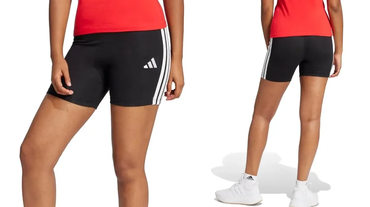 Mallas deportivas cortas Adidas Essentials High Waister Biker 3 bandas para mujer