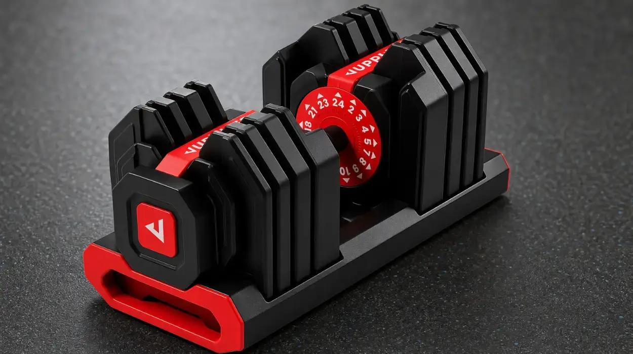 Cambia el peso con un clic: Mancuerna ajustable JUPPLIES con 15 niveles hasta 24 kg