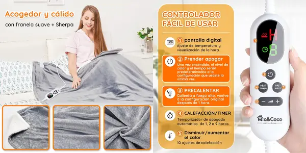 Manta eléctrica Mia&Coco de 160 x 130cm