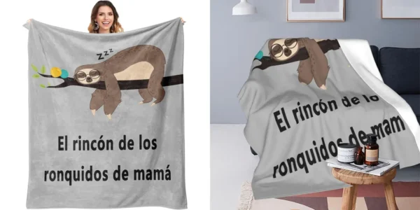 Manta de franela "El rincón de los ronquidos de mamá" de 130 x 150 cm