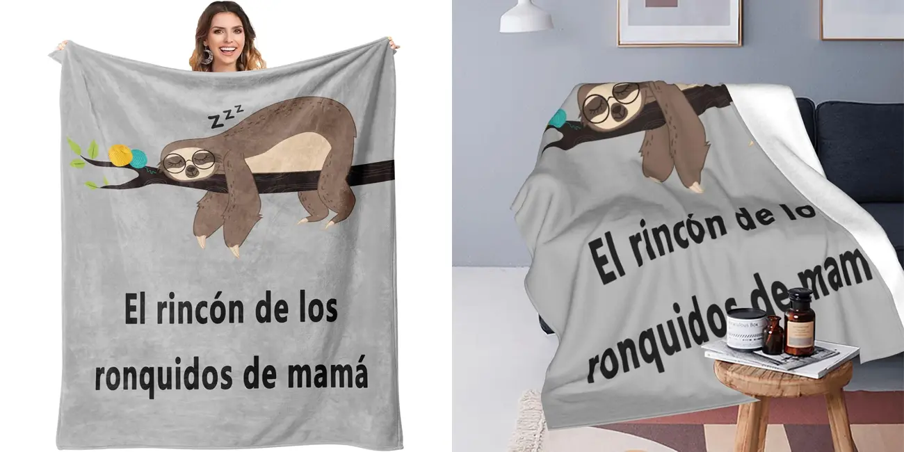 Manta de franela "El rincón de los ronquidos de mamá" de 130 x 150 cm