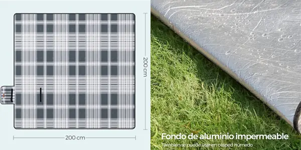 Manta de picnic SONGMICS de 200 x 200 cm