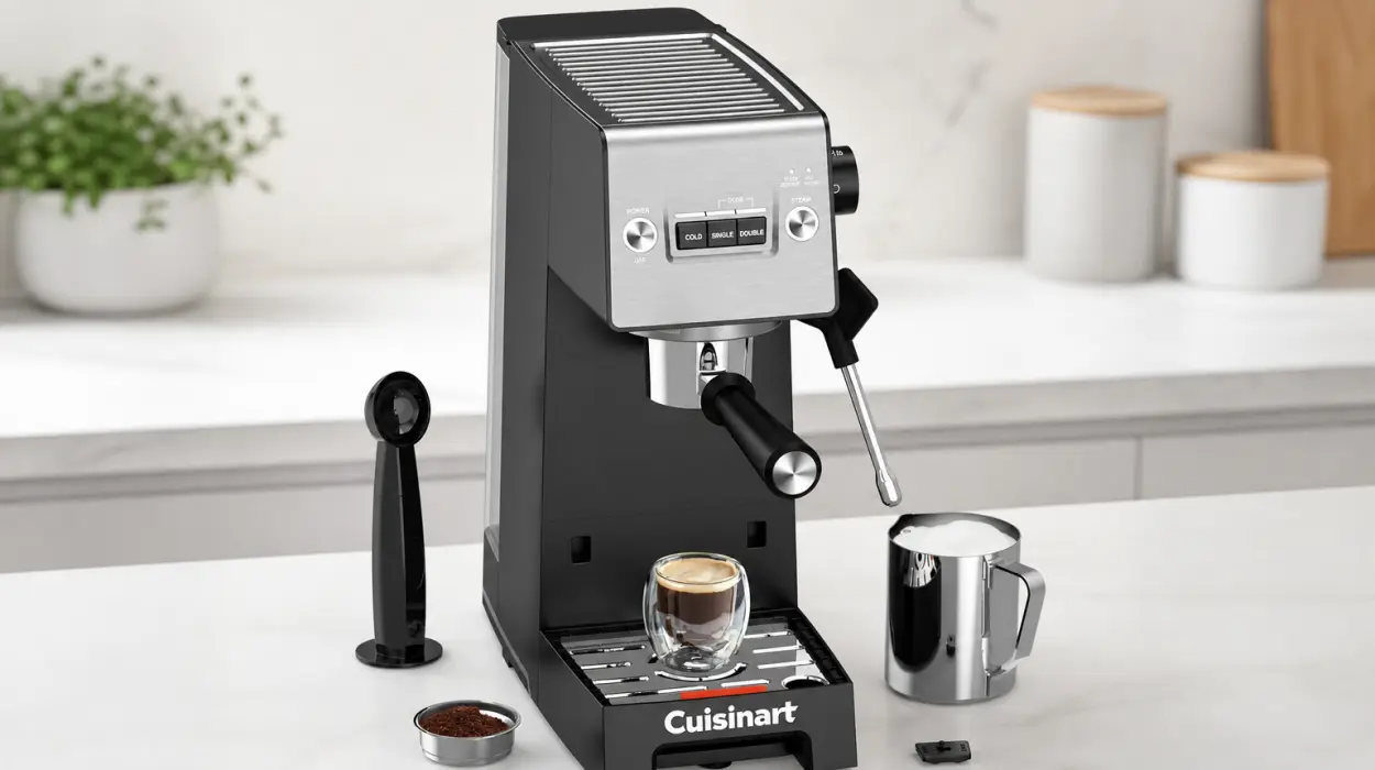 Máquina de espresso Cuisinart Slim con vaporizador de leche y función Cold Brew