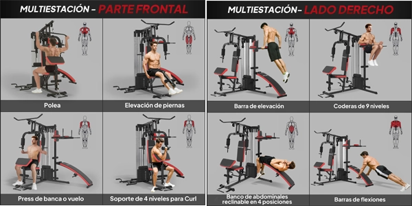 máquina multiestación Sportnow con pila de pesas barata