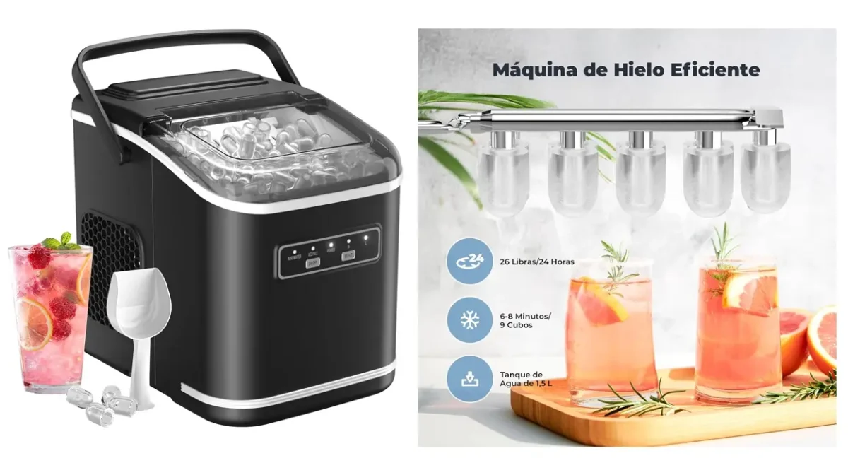 Cubitos de hielo siempre a punto con esta máquina portátil y autolimpiante ideal para colocar en la encimera
