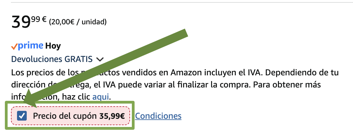 Marcar el cupón en Amazon