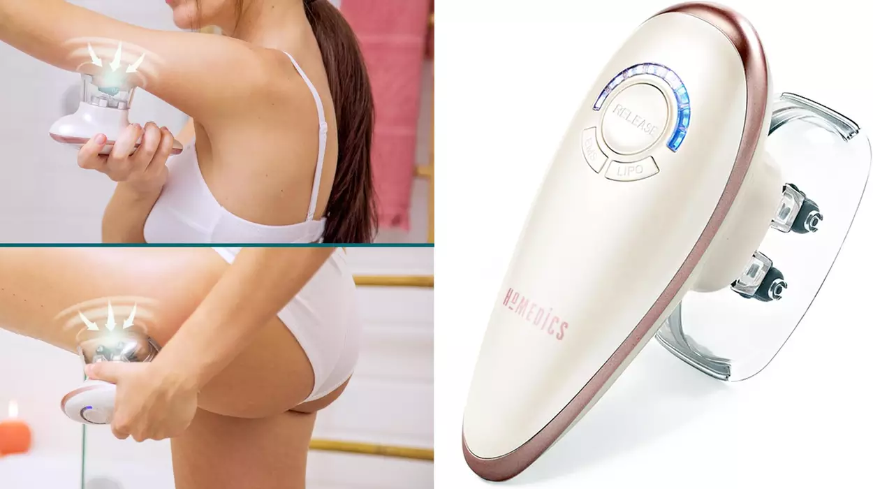HoMedics Smoothee, masajeador anticelulítico de succión con ventosas intercambiables, recargable para piel suave