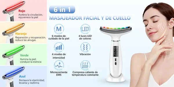 Masajeador facial y de cuello EVARY con terapia de luz