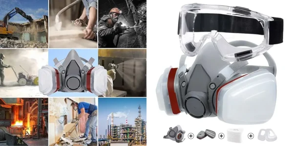Máscara facial antipolvo con gafas de seguridad