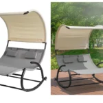 mecedora cama para jardín con techo y ruedas