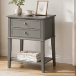 Mesa auxiliar de madera Ameriwood Home Franklin con 2 cajones en acabado gris