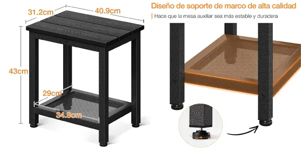 Mesa auxiliar Coleshome para exterior