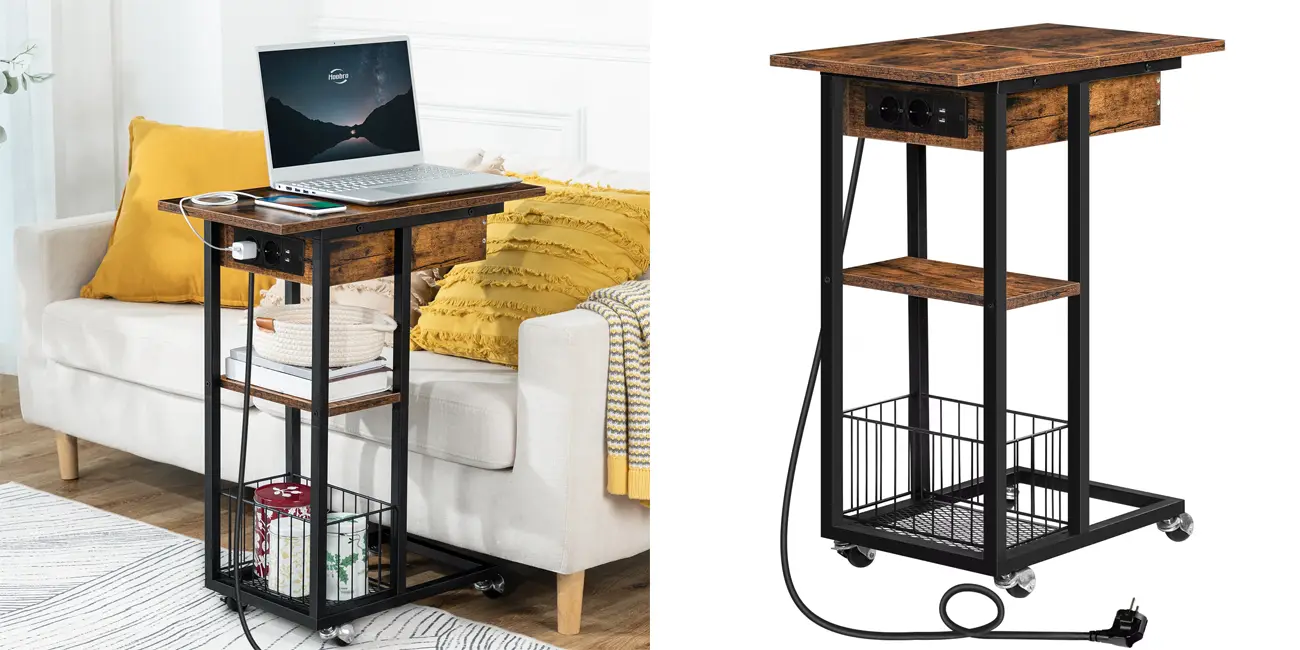 Mesa auxiliar HOOBRO con estación de carga