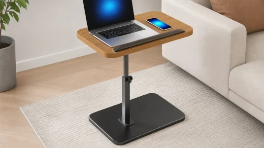 Mesa auxiliar lcvtos Tavolino giratoria 360° e inclinable, ajustable en altura, ideal para sofá o cama