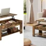 mesa de centro elevable Yaheetech marrón rústico barata