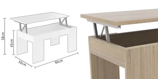 Mesa de centro elevable Dormidan