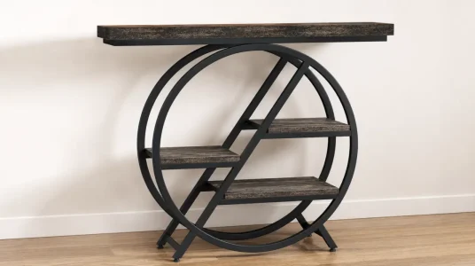 Mesa consola Tribesigns de 100 cm con 4 niveles y estructura geométrica