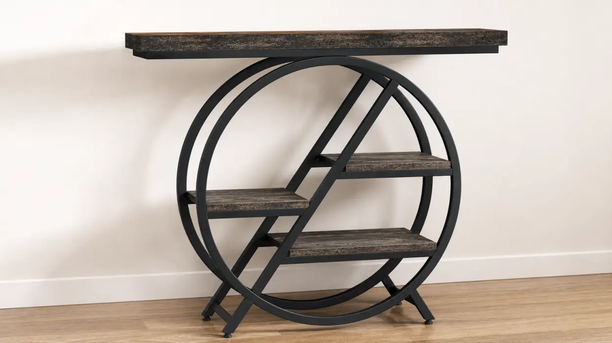 Mesa consola moderna Tribesigns de 100 cm con 4 niveles y estructura geométrica