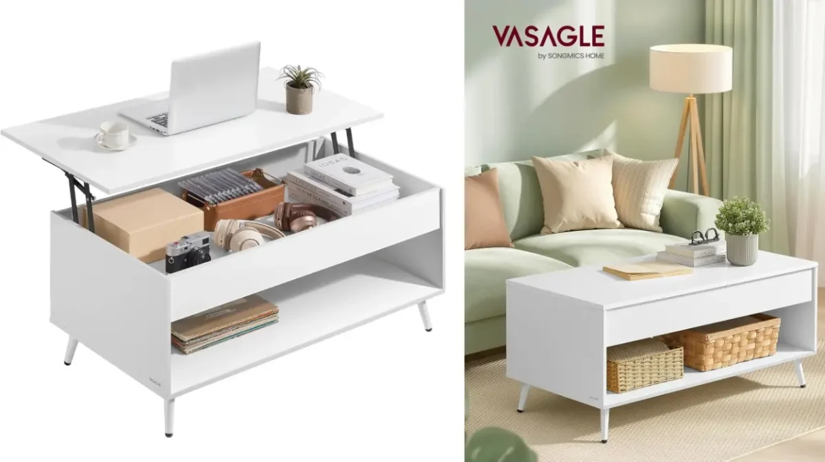 Gana comodidad con esta mesa de centro con tablero elevable que te ayuda a aprovechar el espacio del salón