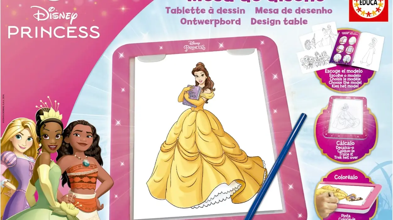 Mesa de diseño Disney Princess con luz LED para dibujar y calcar plantillas de Princesas Disney
