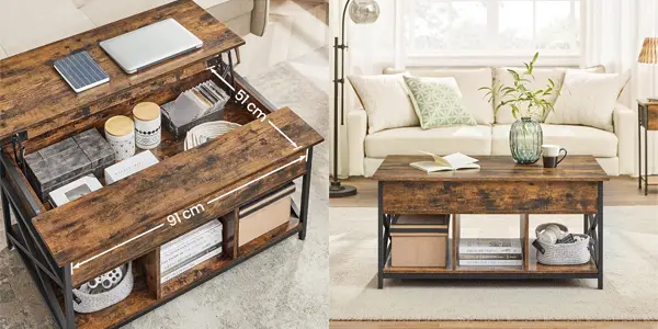 Mesa de centro elevable Vasagle con 2 cajones