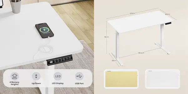 Mesa elevable WOLTU de 60 x 120 cm