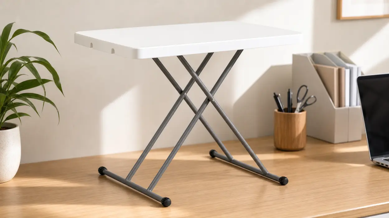 Mesa plegable ajustable de 49-74 cm, portátil y con pies antideslizantes