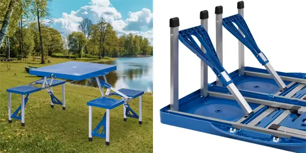 Mesa plegable de camping con 4 sillas Aktive