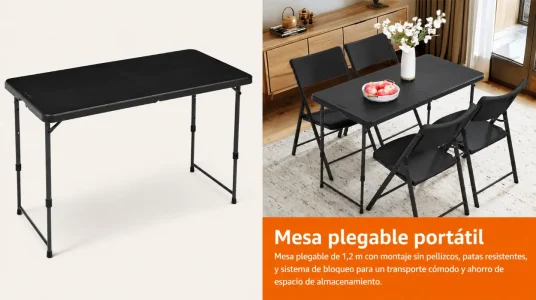 Mesa plegable Amazon Basics de 1,2 m con altura ajustable