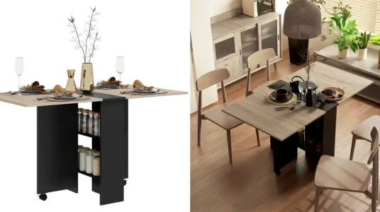 Mesa plegable Homcom con ruedas