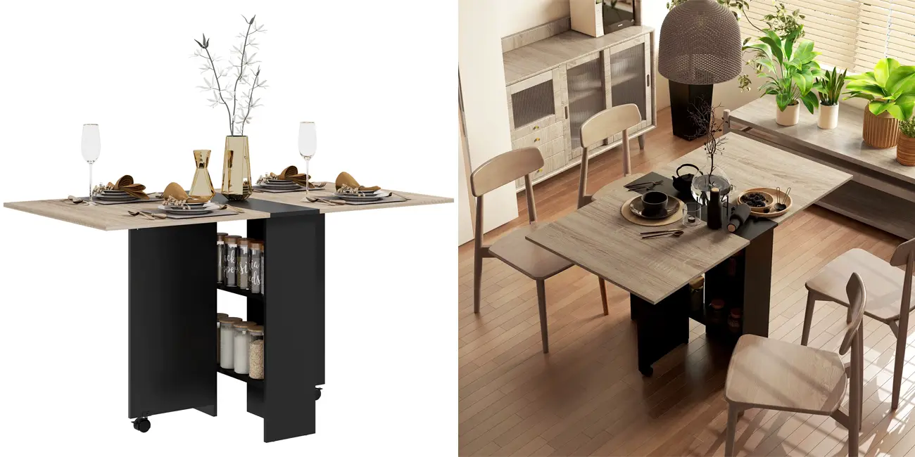 Mesa plegable Homcom con ruedas