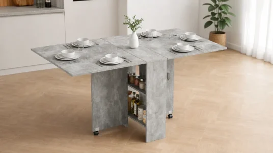 Mesa plegable HOMCOM de comedor con 2 estantes y alas abatibles