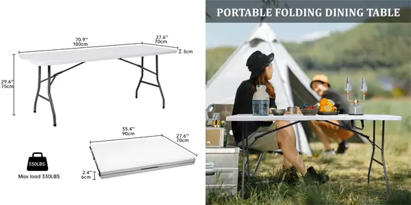 Mesa plegable de resina reforzada