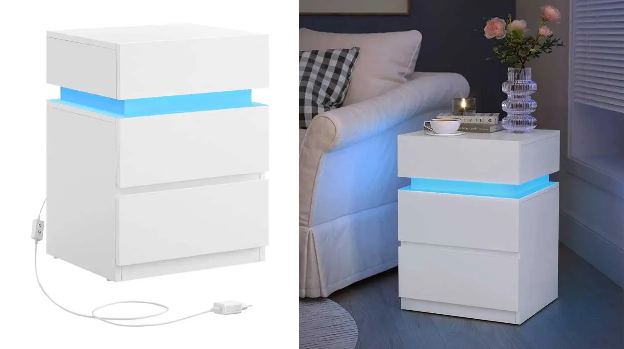 mesita noche vasagle luz led barata