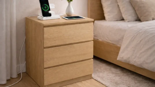 Pack de 2 mesitas de noche VASAGLE KAILYN con cajoneras, 2 enchufes y 2x USB