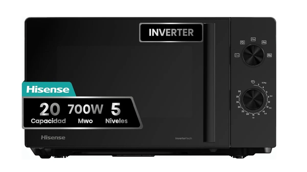 Microondas Hisense H20MOBP1HI Inverter Expert de 20 litros