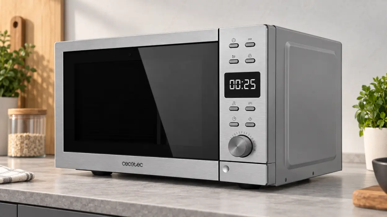 Microondas Cecotec GrandHeat 2010 Flatbed Steel digital de 20L con grill hasta 900W