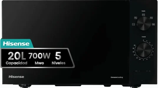 Microondas Hisense H20MOBP1 700W con 20L de capacidad y modo descongelar
