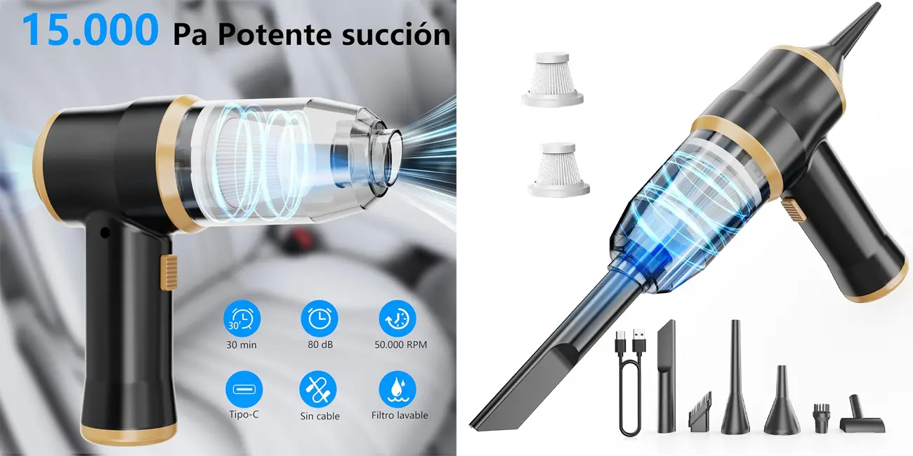 Mini aspiradora BELIBUY de 15000 Pa para coche