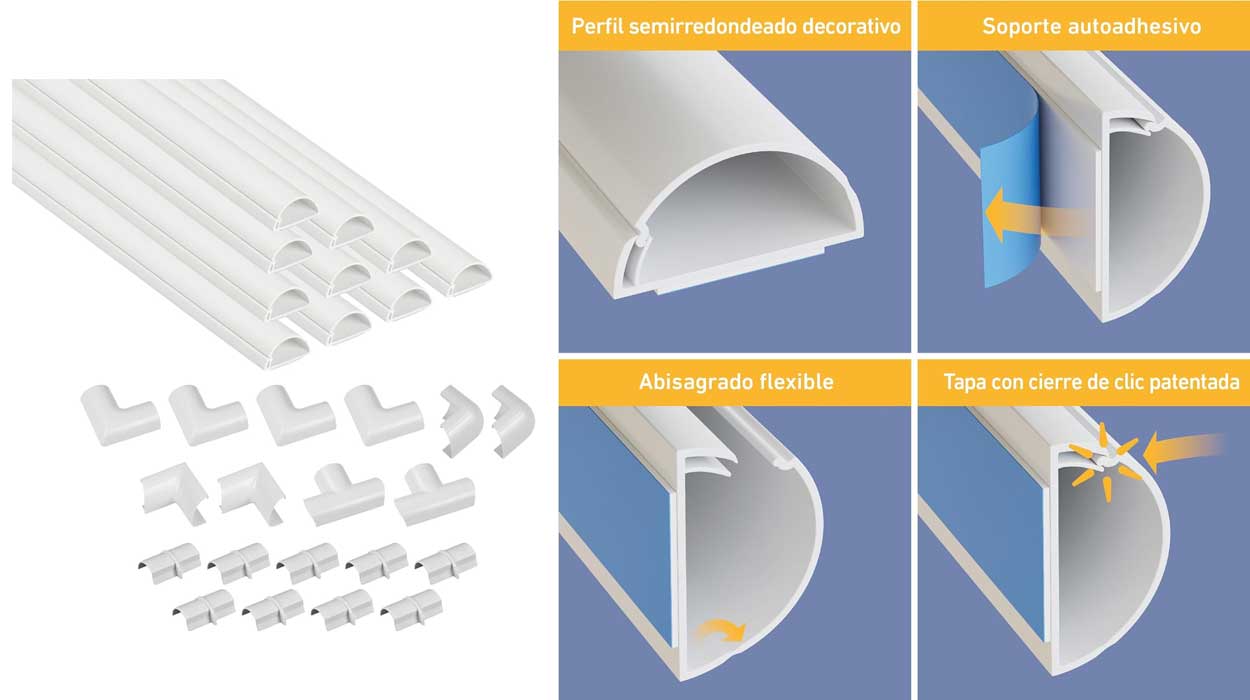 Mini canaletas adhesivas para cables baratas