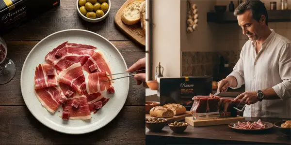 Mini jamón con tabla y cuchillo de Jamones Pinante