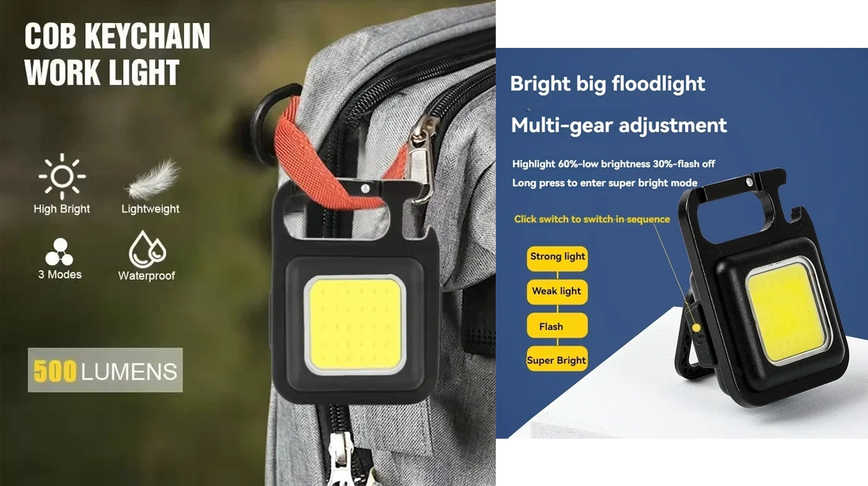 mini linterna LED recargable para llavero