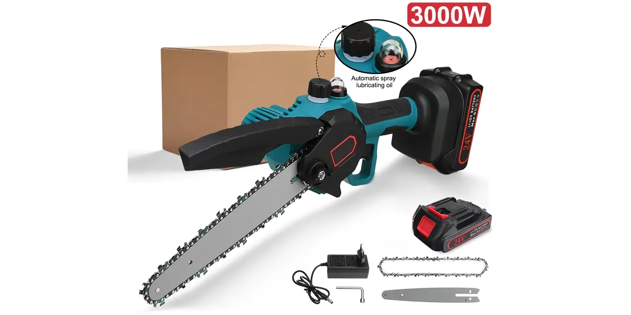 Mini motosierra de mano con batería recargable