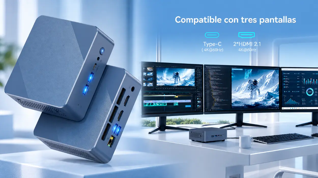 Mini PC Glorlin con AMD Ryzen 5 3501U, 16 GB de RAM y SSD de 512 GB con Windows 11 Pro