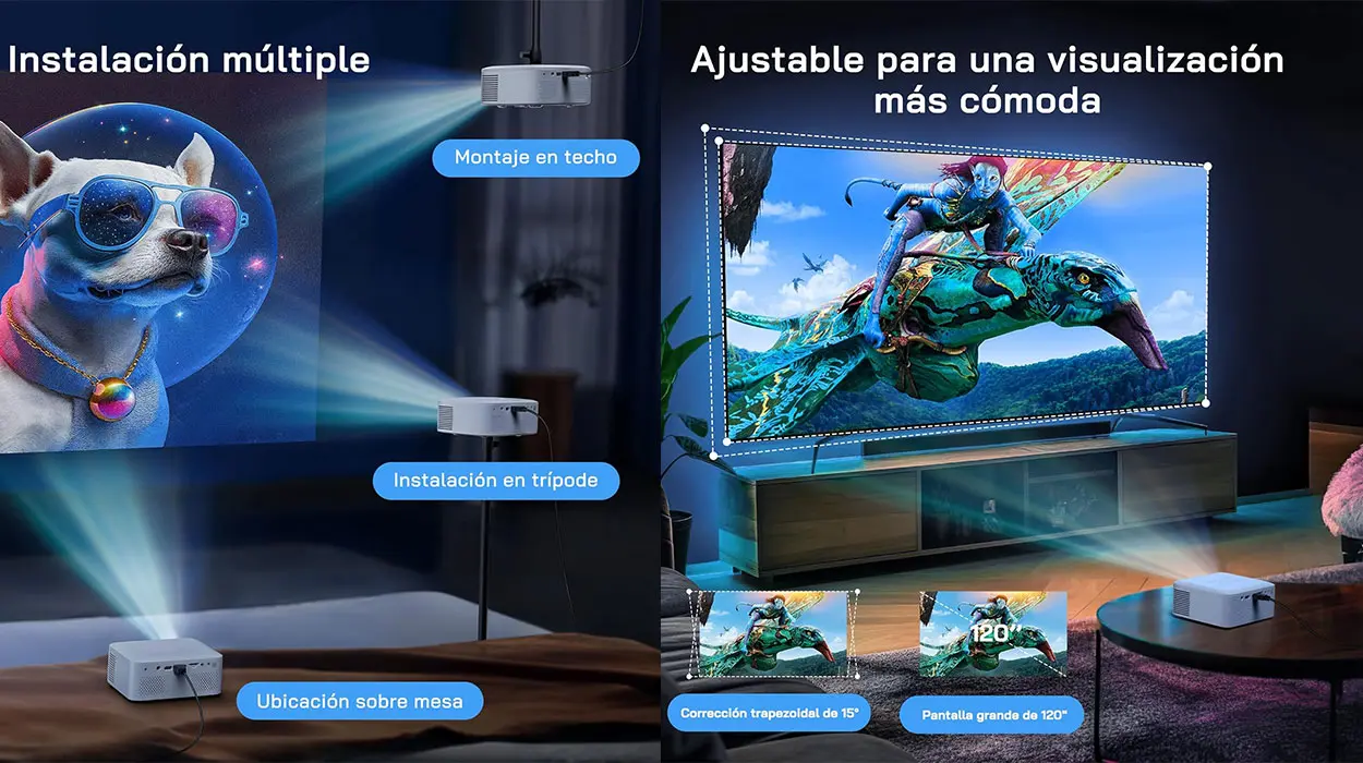 Mini proyector Wolfgang WP02 Full HD con Wi-Fi y trípode barato