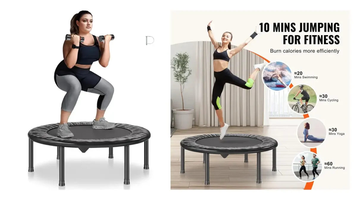 Entrena en casa mientras te diviertes con este mini trampolín portátil para fitness a un precio buenísimo