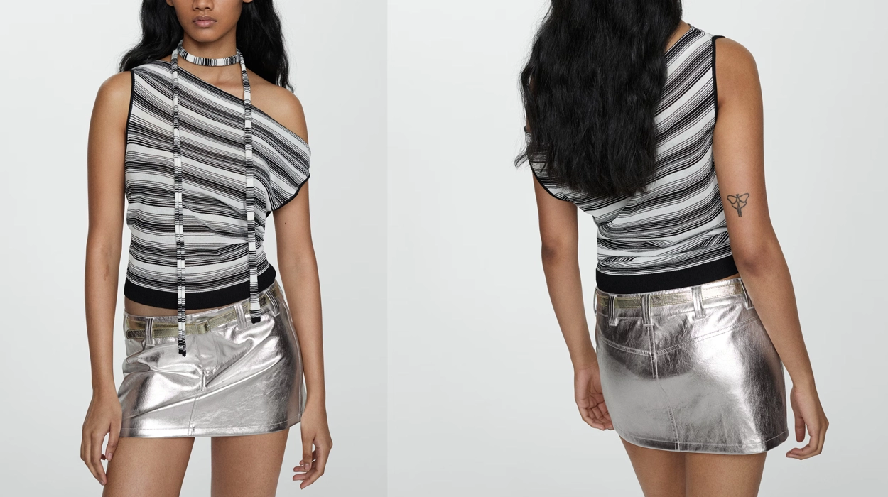 minifalda metalizada Mango Outlet