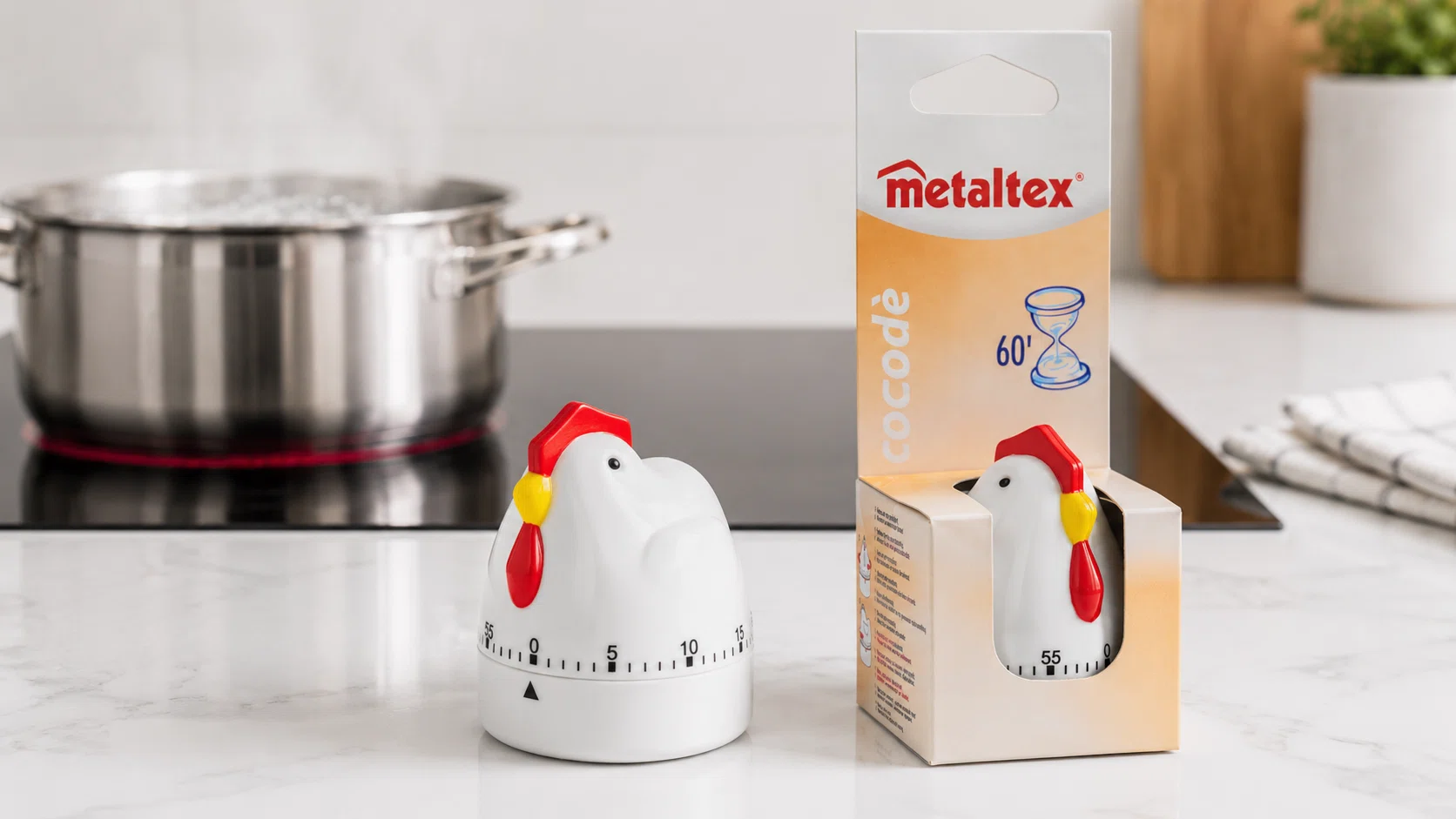 Minutero Metaltex con forma de gallina